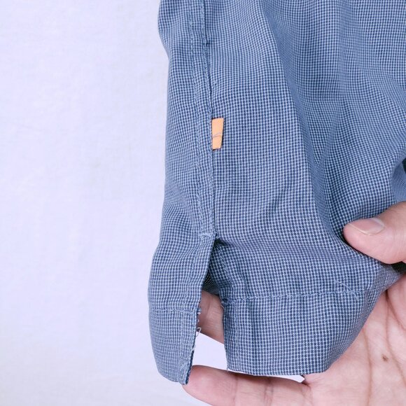 Quiksilver Waterman Collection XXL Blue Micro Check Mens Short Sleeve Shirt - Picture 11 of 16